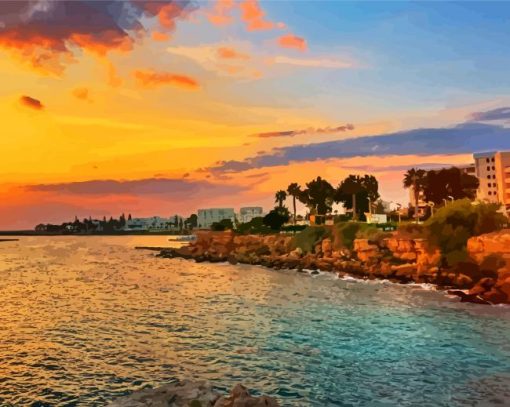 Fig Tree Bay Beach At Sunset Diamond Painting