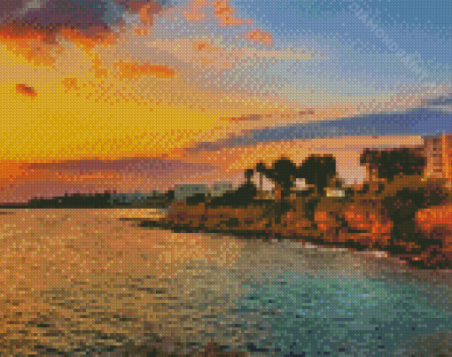 Fig Tree Bay Beach At Sunset Diamond Painting