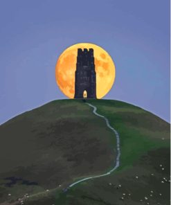 Glastonbury Tor Silhoutte Diamond Painting