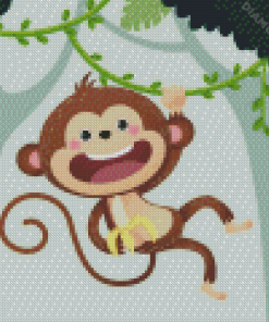 Happy Monkey Swinging Diamond Painting