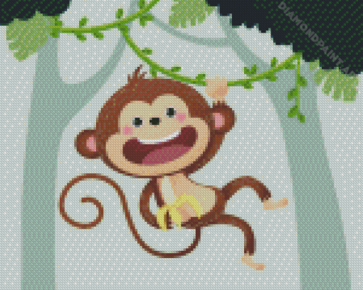 Happy Monkey Swinging Diamond Painting