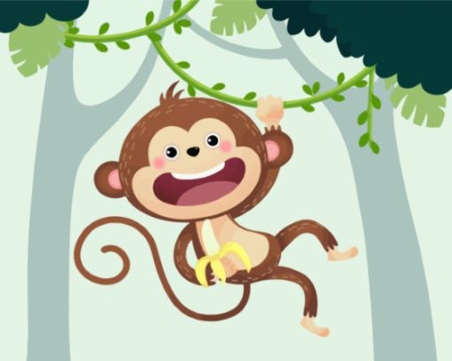 Happy Monkey Swinging Diamond Painting