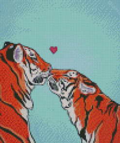 Illustration Tigers In Love Diamond Painting