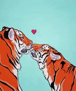 Illustration Tigers In Love Diamond Painting