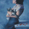 Lady And Cat Diamond Painting