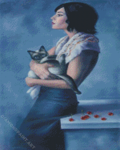 Lady And Cat Diamond Painting