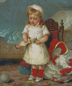 Little Girl With Broken Doll Diamond Painting