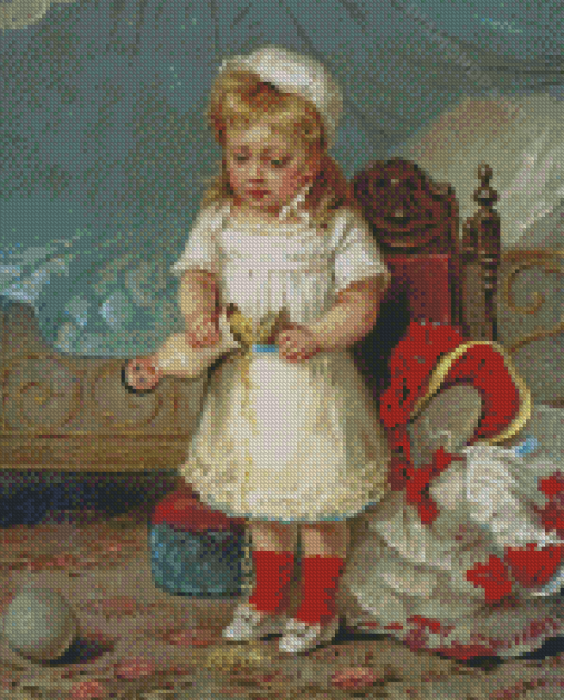 Little Girl With Broken Doll Diamond Painting