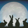 Moon Hares Silhouette Diamond Painting