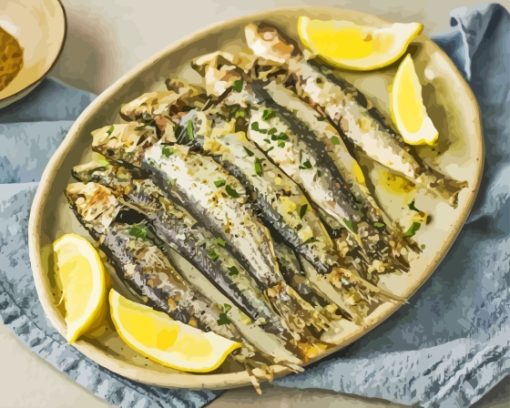 Moroccan Baked Sardines Fish Diamond Painting