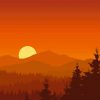 Mountain Silhouette Sunset Diamond Painting