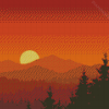 Mountain Silhouette Sunset Diamond Painting