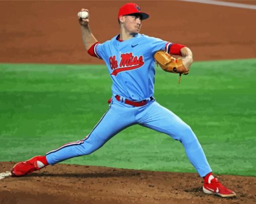 Ole Miss Rebels Baseballer Diamond Painting