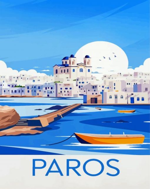 Paros Illustrated Poster Diamond Painting