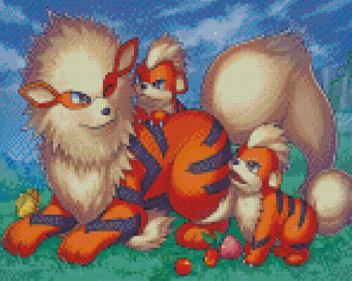 Pokemon Arcanine Family Diamond Painting