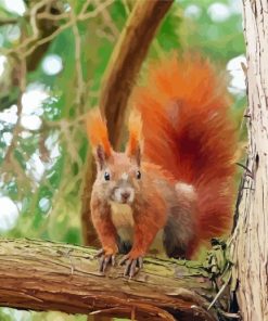 Red Squirrel On A Branch Diamond Painting