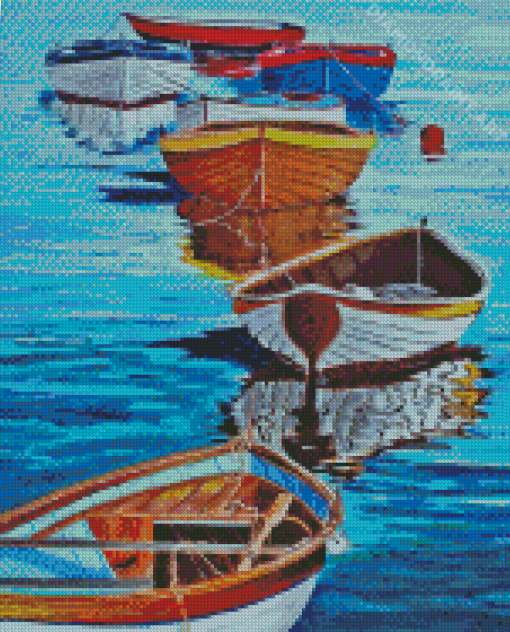 Rustic Boats On Lake Diamond Painting