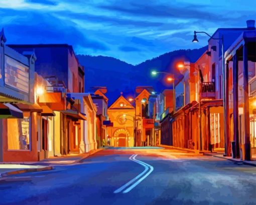 Santa Fe Streets At Night Diamond Painting