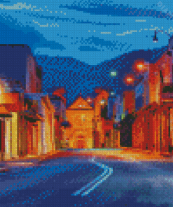 Santa Fe Streets At Night Diamond Painting