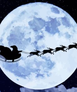 Santa Claus Moon Silhouette Diamond Painting