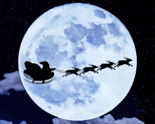 Santa Claus Moon Silhouette Diamond Painting