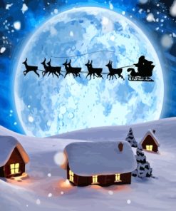 Santa Claus Sleigh Silhouette Diamond Painting