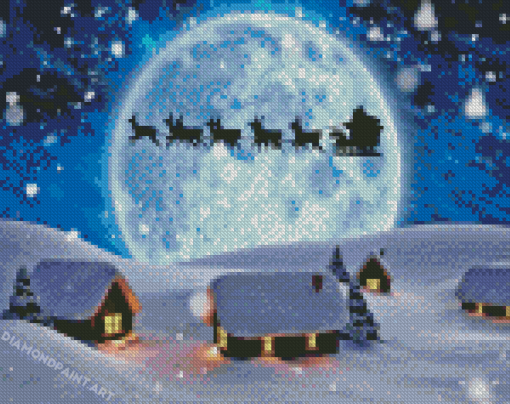 Santa Claus Sleigh Silhouette Diamond Painting