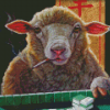 Sheep Playing Mahjong Diamond Painting