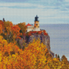 Split Rock Lighthouse Minnesota Snow Diamond Painting