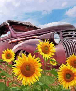 Sunflower In Truck Diamond Painting