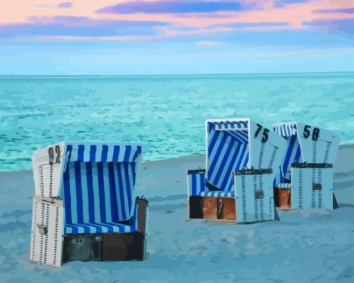 Sylt Beach Chairs At Sunset Diamond Painting