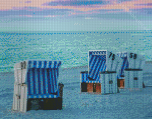 Sylt Beach Chairs At Sunset Diamond Painting