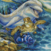 Turtle And Dolphin With Fish Diamond Painting