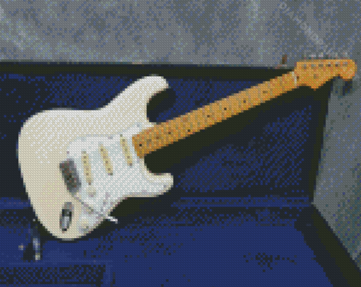 White Fender Stratocaster Guitar Diamond Painting