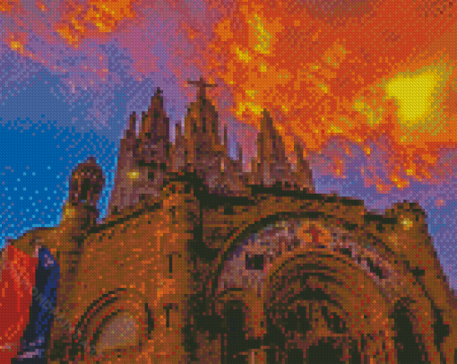 Sunset At Mount Tibidabo Diamond Painting