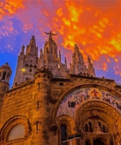 Sunset At Mount Tibidabo Diamond Painting