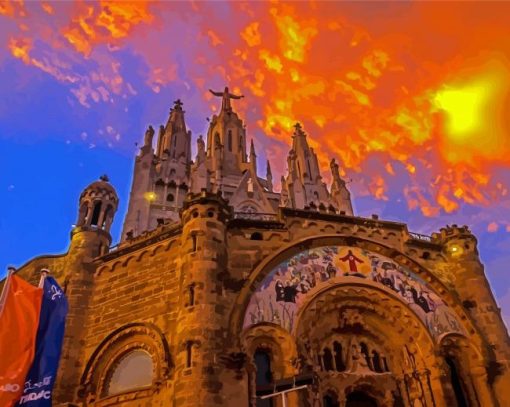 Sunset At Mount Tibidabo Diamond Painting