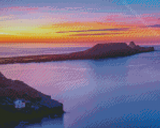 Worms Head At Sunset Diamond Painting