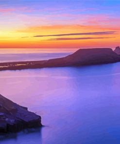 Worms Head At Sunset Diamond Painting