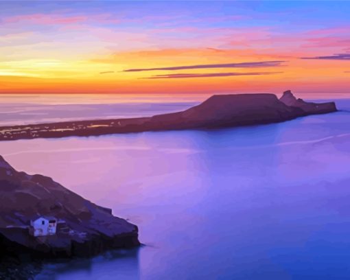 Worms Head At Sunset Diamond Painting