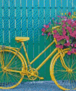 Yellow Bike And Flowers Diamond Painting