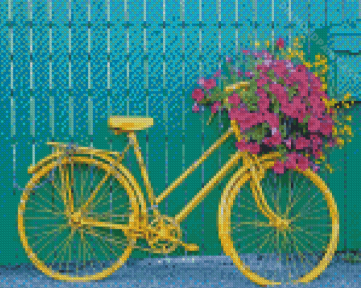 Yellow Bike And Flowers Diamond Painting