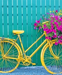 Yellow Bike And Flowers Diamond Painting