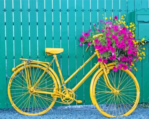 Yellow Bike And Flowers Diamond Painting