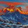 Abstract Himalayas At Sunset Diamond Painting