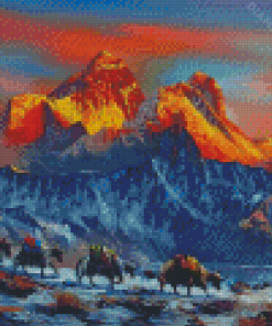 Abstract Himalayas At Sunset Diamond Painting