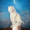 Aesthetic White Cat In Cup Diamond Painting