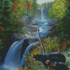 Bears In Waterfall Landscape Diamond Painting