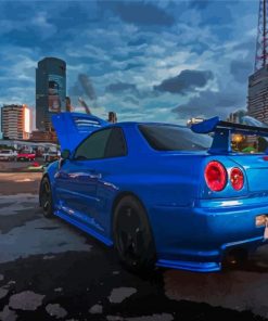 Blue Nissan Gtr R34 Diamond Painting