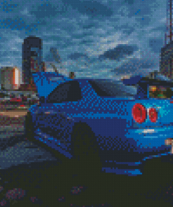 Blue Nissan Gtr R34 Diamond Painting